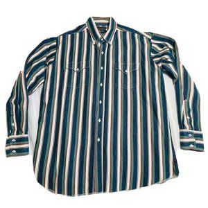 Panhandle Slim Men's 17.5 X 36 Western Thick Cotton Strip Shirt Collar  Vintage